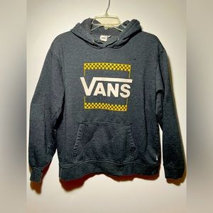 Vans Off The Wall hoodie gray w/ yellow checkered graphic.